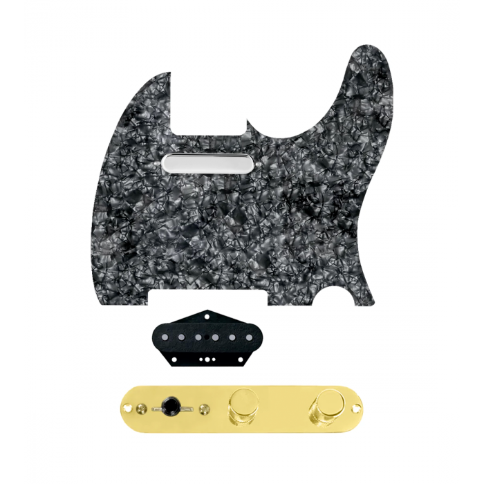 920D Custom Texas Grit Loaded Pickguard for Tele With Black Pearl Pickguard and T3W-G Control Plate