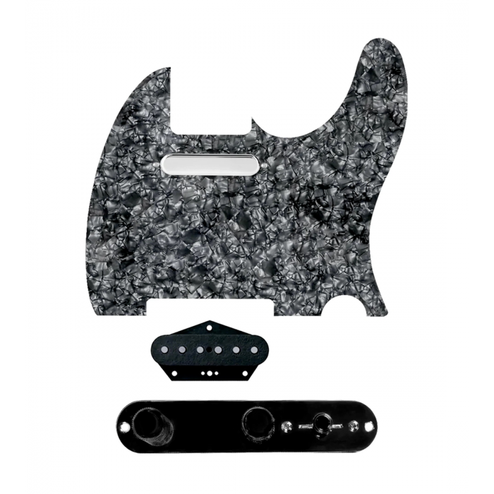 920D Custom Texas Grit Loaded Pickguard for Tele With Black Pearl Pickguard and T3W-REV-B Control Plate