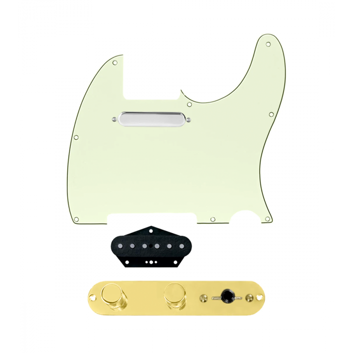 920D Custom Texas Grit Loaded Pickguard for Tele With Mint Green Pickguard and T3W-REV-G Control Plate