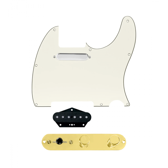 920D Custom Texas Grit Loaded Pickguard for Tele With Parchment Pickguard and T3W-G Control Plate