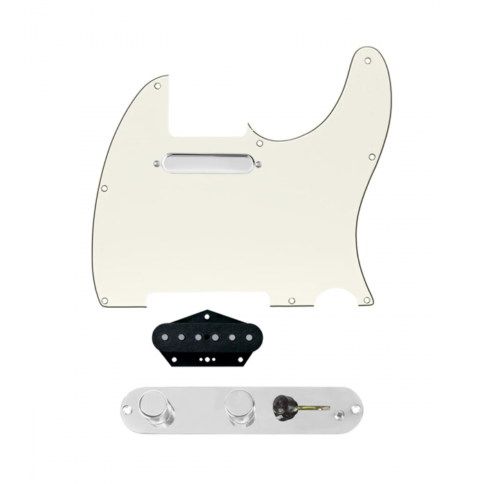 920D Custom Texas Grit Loaded Pickguard for Tele With Parchment Pickguard and T3W-REV-C Control Plate