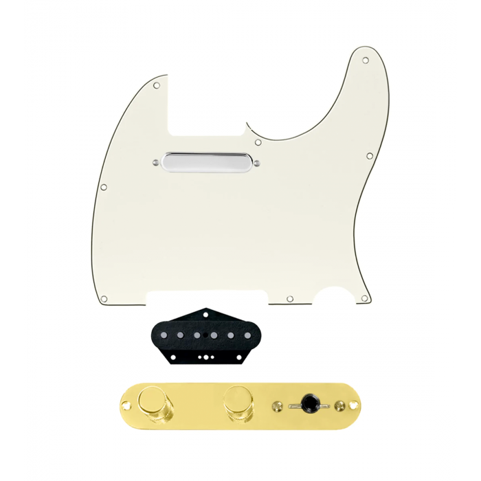 920D Custom Texas Grit Loaded Pickguard for Tele With Parchment Pickguard and T4W-REV-G Control Plate
