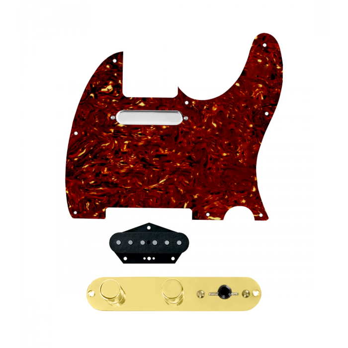 920D Custom Texas Grit Loaded Pickguard for Tele With Tortoise Pickguard and T3W-REV-G Control Plate