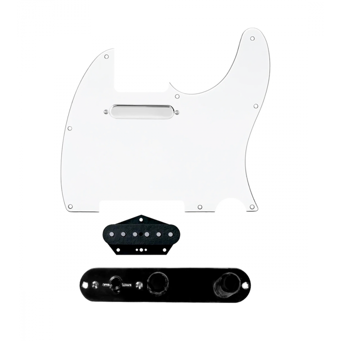 920D Custom Texas Grit Loaded Pickguard for Tele With White Pickguard and T3W-B Control Plate