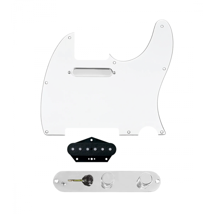 920D Custom Texas Grit Loaded Pickguard for Tele With White Pickguard and T3W-C Control Plate