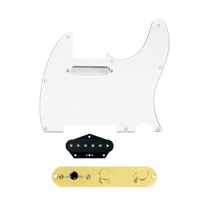 920D Custom Texas Grit Loaded Pickguard for Tele With White Pickguard and T3W-G Control Plate