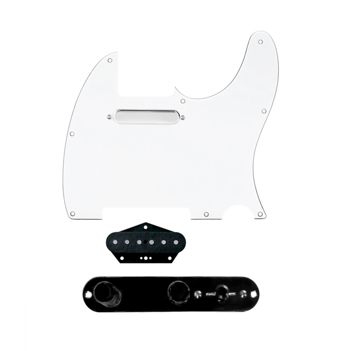 920D Custom Texas Grit Loaded Pickguard for Tele With White Pickguard and T3W-REV-B Control Plate