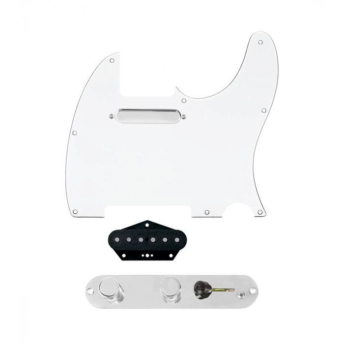 920D Custom Texas Grit Loaded Pickguard for Tele With White Pickguard and T3W-REV-C Control Plate