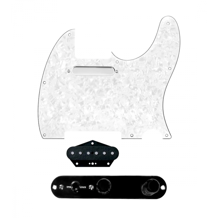 920D Custom Texas Grit Loaded Pickguard for Tele With White Pearl Pickguard and T3W-B Control Plate