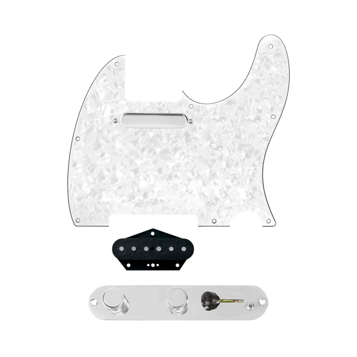 920D Custom Texas Grit Loaded Pickguard for Tele With White Pearl Pickguard and T3W-REV-C Control Plate